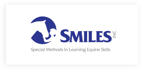 A blue and white logo for smiles